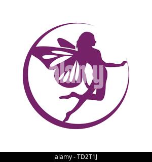 Croissant de lune Flying Fairy Vector Illustration graphique modèle de conception de logo symbole Illustration de Vecteur