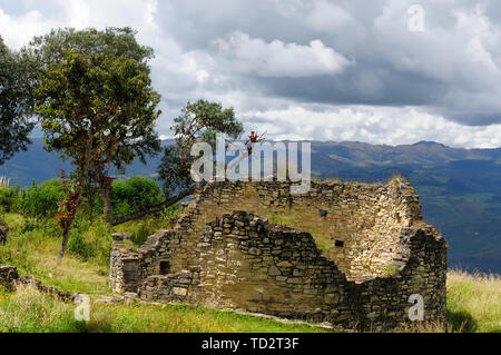 Pérou, Kuelap appariés sur grandeur seulement par le Machu Picchu, cette ville citadelle en ruine dans les montagnes près de Chachapoyas. Banque D'Images