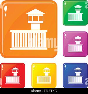 Tour Prison icons set vector color Illustration de Vecteur