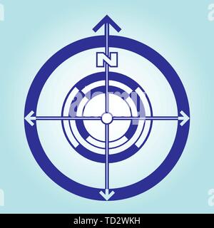 Concept moderne de l'orientation directions cardinales sur les côtés du monde . Pour compass, carte et voyager. Bleu et blanc. Vector illustration Illustration de Vecteur
