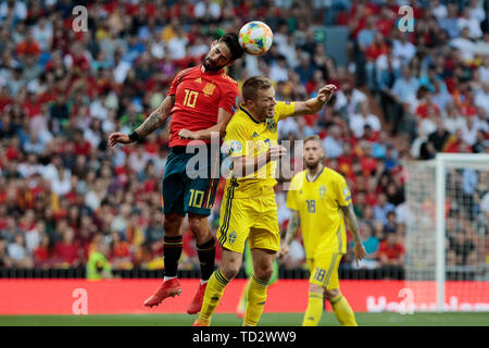 Joueur de l'équipe nationale de l'Espagne et la Suède de la CITP national team player Sebastian Larsson vu en action au cours de l'UEFA EURO 2020 match de qualification entre l'Espagne et la Suède à Santiago Bernabeu à Madrid. Note finale : Espagne - Suède 0 3 Banque D'Images