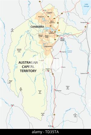La carte du territoire de la capitale australienne avec la capitale canberra Illustration de Vecteur