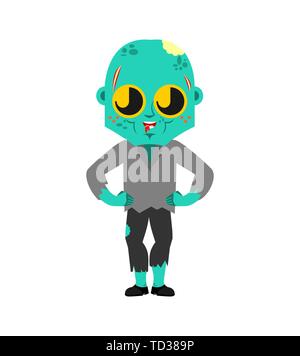 Kawaii Cute Zombie isolé. funny cartoon style mort vivant. Les enfants morts-vivants caractère. Style pour les enfants. Illustration de Vecteur