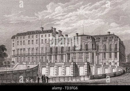 Château de Saint-Cloud, Hauts-de-Seine, Paris, antique print, 1831 gravée en acier Banque D'Images