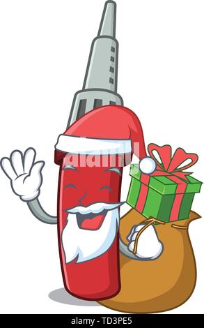 Cadeau du père Noël avec soldring fer à repasser au-dessus de table en bois cartoon Illustration de Vecteur