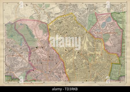 ISLINGTON Highgate HAMPSTEAD Camden Finsbury Park Primrose Hill BACON 1900 map Banque D'Images