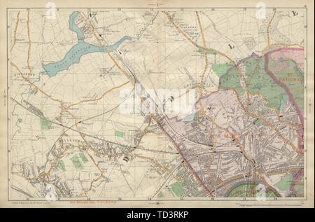 HAMPSTEAD WILLESDEN Cricklewood Golders Green Kilburn Belsize Pk 1900 BACON map Banque D'Images