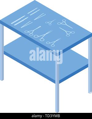 Table d'outils de chirurgie, l'icône de style isométrique Illustration de Vecteur