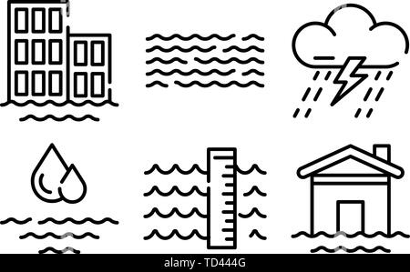 Les icons set style du contour, Illustration de Vecteur