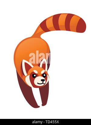 Cute adorable panda rouge design dessin animé télévision personnage animal style vector illustration sur fond blanc. Illustration de Vecteur