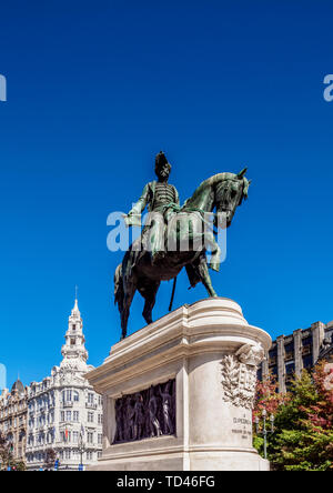 Dom Pedro IV Statue, Praca da Liberdade, Porto, Portugal, Europe Banque D'Images