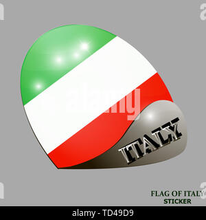 Autocollant lumineux avec drapeau italien. Heureux Italie bouton day. Autocollant avec pavillon de l'Italie. L'illustration. Banque D'Images