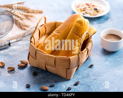 Pain à la crème, beurre, pain, pâtes à la crème, West Point. Banque D'Images