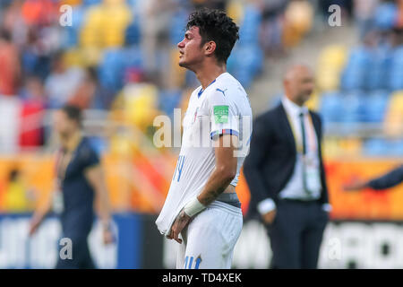 Gdynia, Pologne. 11 Juin, 2019. Raoul Bellanova d'Italie vu pleurer après la Coupe du Monde U-20 de la Cup match entre l'Ukraine et l'Italie (demi-finales) à Gdynia. (Score final ; l'Ukraine 1:0 Italie) Credit : SOPA/Alamy Images Limited Live News Banque D'Images