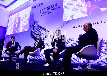 SÃO PAULO, SP - 12.06.2019 : F'RUM ESTADÃO EXPORTAR - Les gouverneurs Eduardo Leite (RS) et Paulo Câmara (PE) et le secrétaire des finances et de la planification de l'état de São Paulo, Henrique Meirelles, participer au Forum Estadão qui aura lieu le mercredi (12), dans la zone sud de la capitale Paulista, où ils discutent le thème "Et de périgée génèrent la richesse et les emplois". (Photo : Aloisio Mauricio/Fotoarena) Banque D'Images