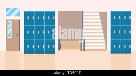 Salle des casiers près de personnes non vide escalier couloir d'école l'horizontale Illustration de Vecteur