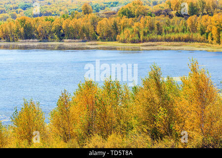 Couleur de l'automne sur le lac du barrage de Taoshan paddock Banque D'Images