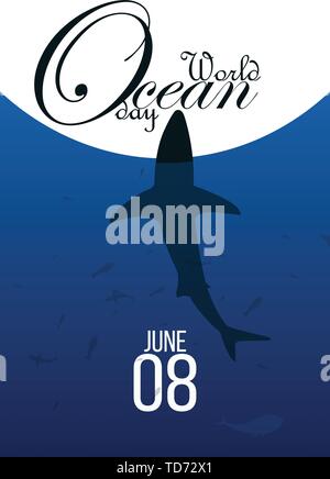 La journée mondiale des océans. Les animaux de la mer. De l'affiche. Vector illustration Illustration de Vecteur