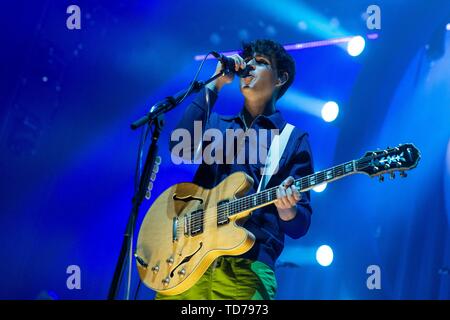 11 juin 2019 - Madison, Wisconsin, États-Unis - EZRA KOENIG de Vampire Weekend pendant le père de la Mariée Tour à l'Sylvee à Madison, Wisconsin (crédit Image : © Daniel DeSlover/Zuma sur le fil) Banque D'Images