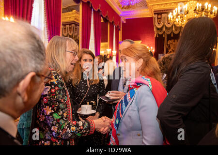 La princesse Beatrice (centre) avec la mère Sarah, duchesse d'York (à droite) assiste à un Pitch@Palace événement au Palais St James à Londres, organisé par le duc de York. Banque D'Images