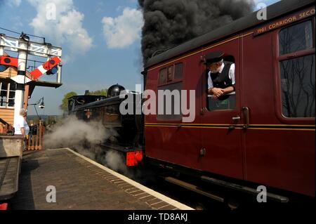 Pas de réservoir de Pannier GWR 7714 Station BP 18 feuilles sur la Severn Valley Railway. 21 avril 2018 Banque D'Images