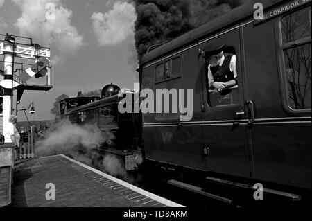 Pas de réservoir de Pannier GWR 7714 Station BP 18 feuilles sur la Severn Valley Railway. 21 avril 2018 Banque D'Images