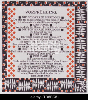 Koloman Moser - début du printemps Illustration Poème Rainer Rilke 1901 Mari Banque D'Images