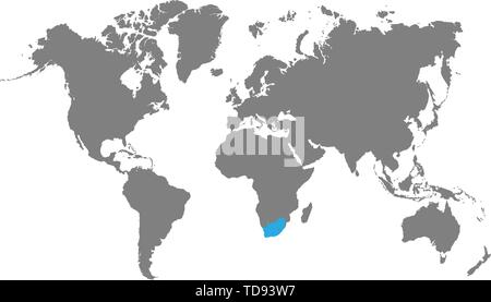 La carte d'Afrique du Sud est surlignée en bleu sur la carte du monde Illustration de Vecteur