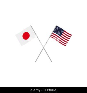 Japon et usa drapeaux. Icônes du pavillon. Vector Illustration de Vecteur