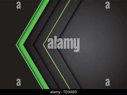 Abstract green light neon dans le sens de la flèche sur l'espace blanc gris foncé moderne design futuristic background vector illustration. Illustration de Vecteur