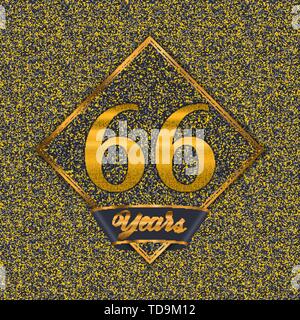 Nombre d'or soixante-six ans (66 ans) célébration du design. Anniversaire nombre d'or avec l'arrière-plan de luxe pour votre anniversaire Illustration de Vecteur