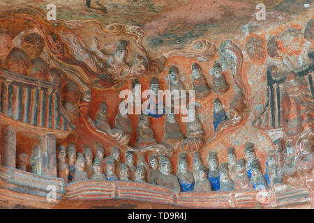 Sculpture de Bouddha dans un millier de falaises Jiajiang County, Changsha Banque D'Images