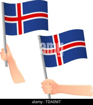 L'Islande drapeau dans la main. Contexte patriotique. Drapeau national de l'Islande vector illustration Illustration de Vecteur