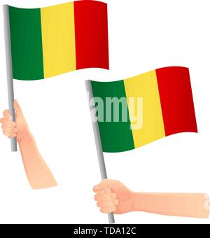 Mali drapeau dans la main. Contexte patriotique. Drapeau national du Mali vector illustration Illustration de Vecteur