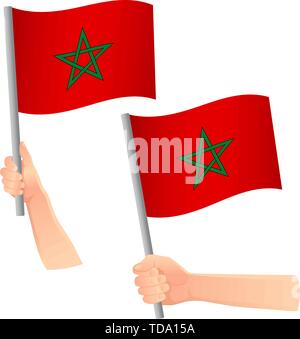 Maroc drapeau dans la main. Contexte patriotique. Drapeau national du Maroc vector illustration Illustration de Vecteur