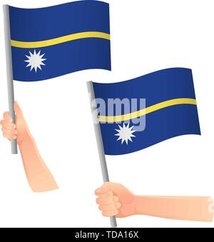 Nauru drapeau dans la main. Contexte patriotique. Drapeau national de Nauru vector illustration Illustration de Vecteur