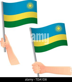 Le Rwanda drapeau dans la main. Contexte patriotique. Drapeau national du Rwanda vector illustration Illustration de Vecteur