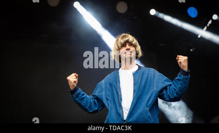 Oslo, Norvège. 13 Juin, 2019. Norvège, Oslo - le 13 juin 2019. Le groupe de rock anglais The Charlatans effectue un concert live au cours de la fête de la musique norvégienne Piknik i Parken 2019 à Oslo. Ici singer Tim Burgess est vu sur scène. (Photo crédit : Gonzales Photo/Alamy Live News Banque D'Images