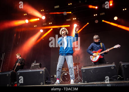 Oslo, Norvège. 13 Juin, 2019. Norvège, Oslo - le 13 juin 2019. Le groupe de rock anglais The Charlatans effectue un concert live au cours de la fête de la musique norvégienne Piknik i Parken 2019 à Oslo. Ici singer Tim Burgess est vu sur scène. (Photo crédit : Gonzales Photo/Alamy Live News Banque D'Images