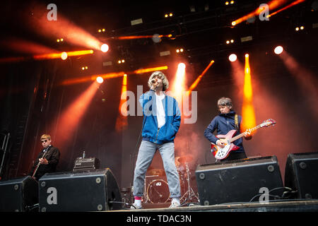 Oslo, Norvège. 13 Juin, 2019. Norvège, Oslo - le 13 juin 2019. Le groupe de rock anglais The Charlatans effectue un concert live au cours de la fête de la musique norvégienne Piknik i Parken 2019 à Oslo. Ici singer Tim Burgess est vu sur scène. (Photo crédit : Gonzales Photo/Alamy Live News Banque D'Images