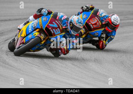 Barcelone, Espagne. 14 Juin, 2019. ALEX MARQUEZ (73) de l'Espagne et par exemple 0, 0 Marc VDS et XAVI VIERGE (97) de l'Espagne et par exemple 0, 0 Marc VDS durant la moto 2 Essais libres 1 du Grand Prix à Ctalunya Circuit de course de Barcelone, Espagne Montmelo le 14 juin 2019 (Photo : Alvaro Sanchez) Credit : CORDON PRESS/Alamy Live News Crédit : CORDON PRESS/Alamy Live News Banque D'Images