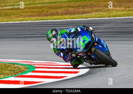 ENEA BASTIANINI (33) de l'Italie et Italtrans Racing Team lors de la moto 2 Essais libres 2 du Grand Prix à Ctalunya Circuit de course de Barcelone, Espagne Montmelo le 14 juin 2019 (Photo : Alvaro Sanchez) Credit : CORDON PRESS/Alamy Live News Banque D'Images