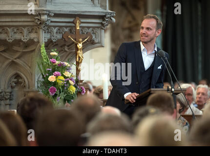 Leipzig, Allemagne. 14 Juin, 2019. Michael Maul, directeur artistique du Festival Bach de Leipzig, parle à l'ouverture de la Festival Bach à la Thomaskirche de Leipzig. La devise du festival pour 2019 est 'Hof-Compositeur Bach'. Avant que le compositeur est devenu Thomaskantor, il est employé à la cour depuis de nombreuses années. La musique Johann Sebastian Bach a écrit il y a l'objectif de ce festival de l'année. Par 23 juin, près de 160 événements sont au programme. Credit : Hendrik Schmidt/dpa-Zentralbild/dpa/Alamy Live News Crédit : afp photo alliance/Alamy Live News Banque D'Images