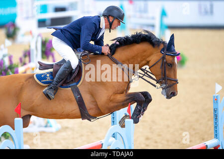 Nantwich, Cheshire, Royaume-Uni. 14 Juin, 2019. 2e place. Juharah Mark Armstrong comté. GBR. CSI2*.1.40m. Concours hippique. Bolesworth écuyer International Horse Show. Silvi. Cheshire. United Kingdom. GBR. 14/06/2019. Credit : Sport en images/Alamy Live News Banque D'Images