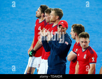 Londres, Royaume-Uni. 14 Juin, 2019. Londres, Angleterre. 14 juin : Danny Kerry Coach de Grande-Bretagne au cours de la Ligue Pro FIH entre la Grande-Bretagne et les Pays-Bas à Lee Valley Hockey et Tennis Center le 14 juin 2019 à Londres, en Angleterre. Action Crédit : Foto Sport/Alamy Live News Banque D'Images