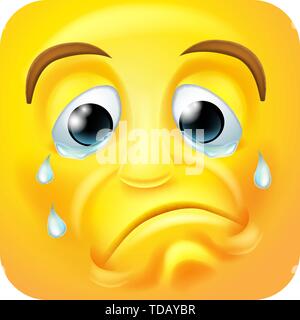 Triste à pleurer Émoticone Personnage Emoji Illustration de Vecteur