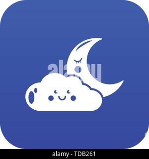 Lune et l'icône vecteur bleu nuage Illustration de Vecteur