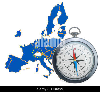 Le voyage ou le tourisme dans le concept de l'Union européenne. Le rendu 3D isolé sur fond blanc Banque D'Images