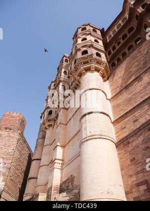 Architectural exquis décor d'Melangal Château, Inde Banque D'Images