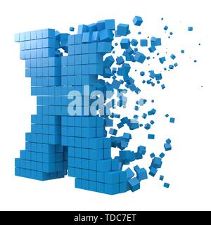 En forme de bloc de données. letterX version avec cubes bleus. Style pixel 3d vector illustration. Convient pour blockchain, la technologie, l'ordinateur et l'abstrait Illustration de Vecteur